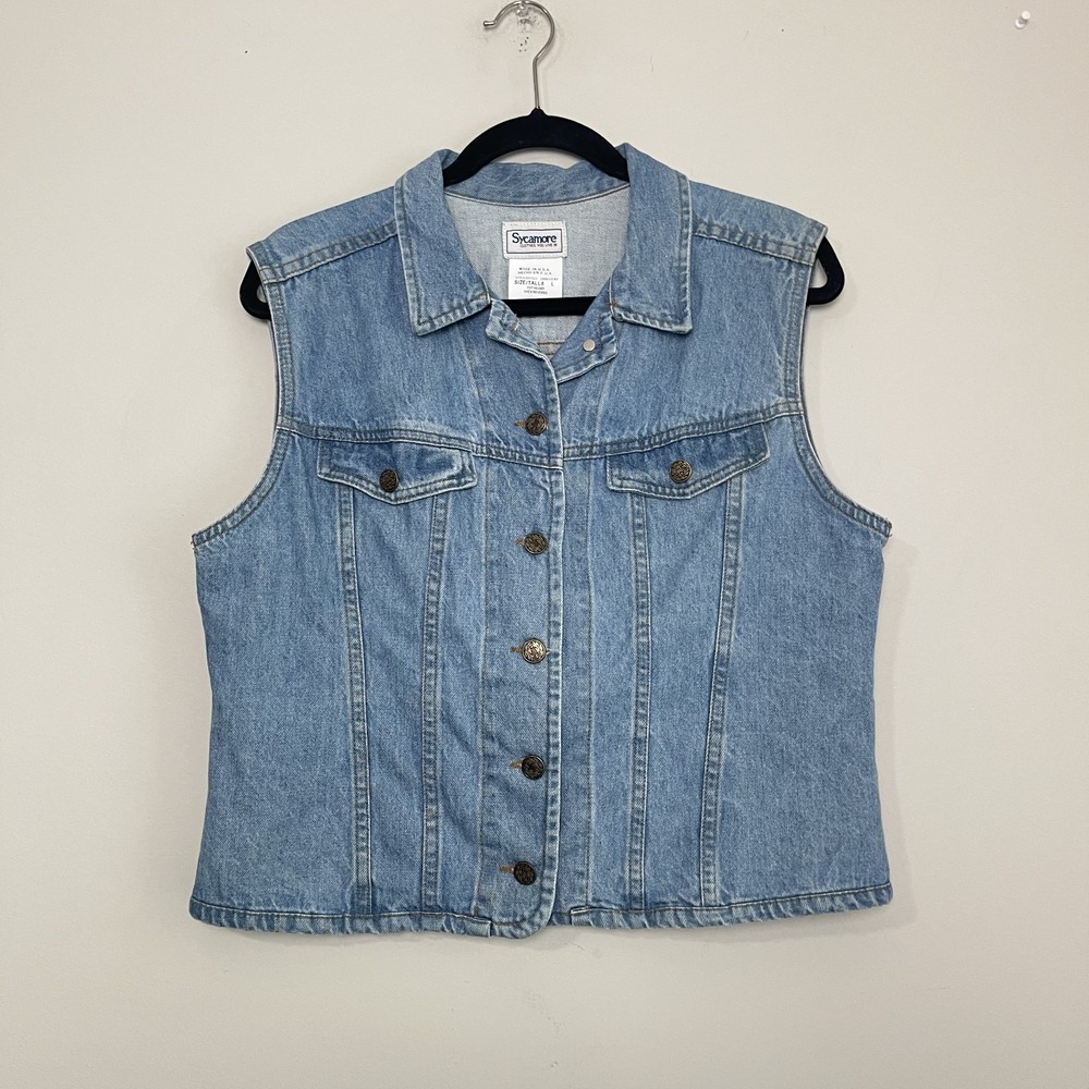 Vintage Sycamore Denim Vest Light Wash Jean Western 90s Coastal Cowgirl USA
